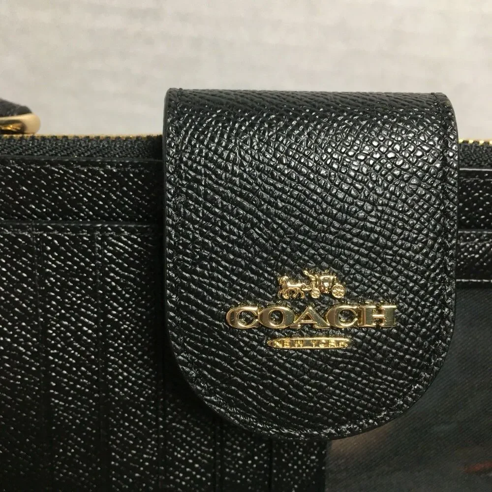 Authentic Coach Tech Phone Wallet Black Leather Wristlet. Excellent Condition